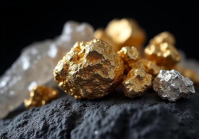 Raw gold and silver samples